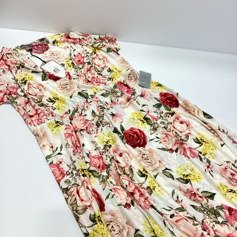 By Design Brand Floral V-Neck Maxi Dress Vintage Rose Nordstrom Tag NWT 1X - Picture 12 of 12
